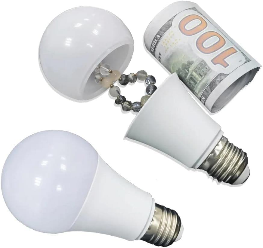 Light Bulb Diversion Safe with hidden compartment for cash, keys and valuables