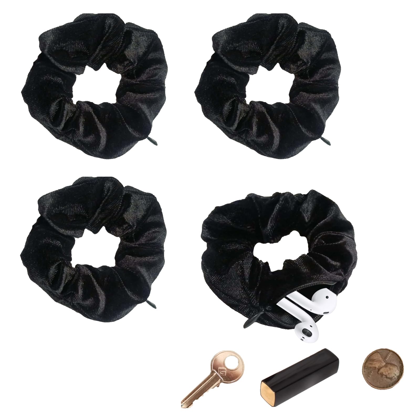 Zipper Scrunchie Hidden Pocket with hidden compartment for cash, keys and valuables